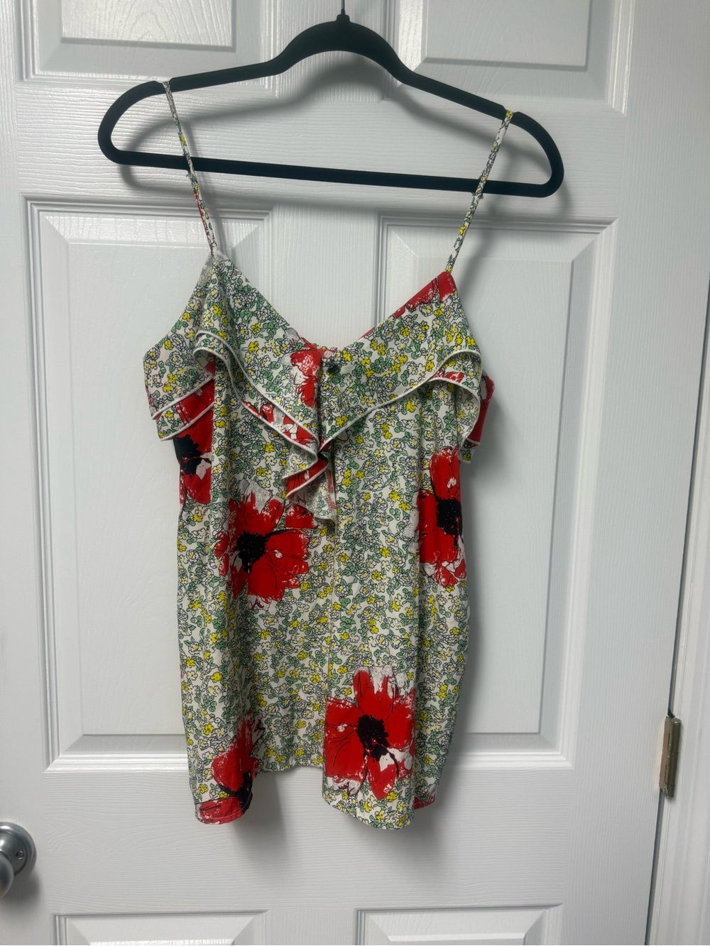 glam Red Floral Ruffle Cami